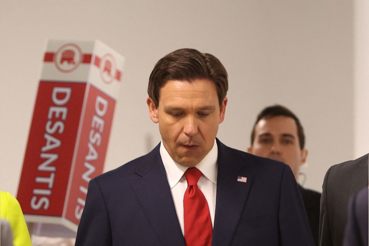 Florida Governor Ron DeSantis walks to the Spin Room following the first Republican Presidential primary debate at the Fiserv Forum in Milwaukee, Wisconsin, on August 23, 2023. (ALEX WROBLEWSKI/AFP via Getty Images)
