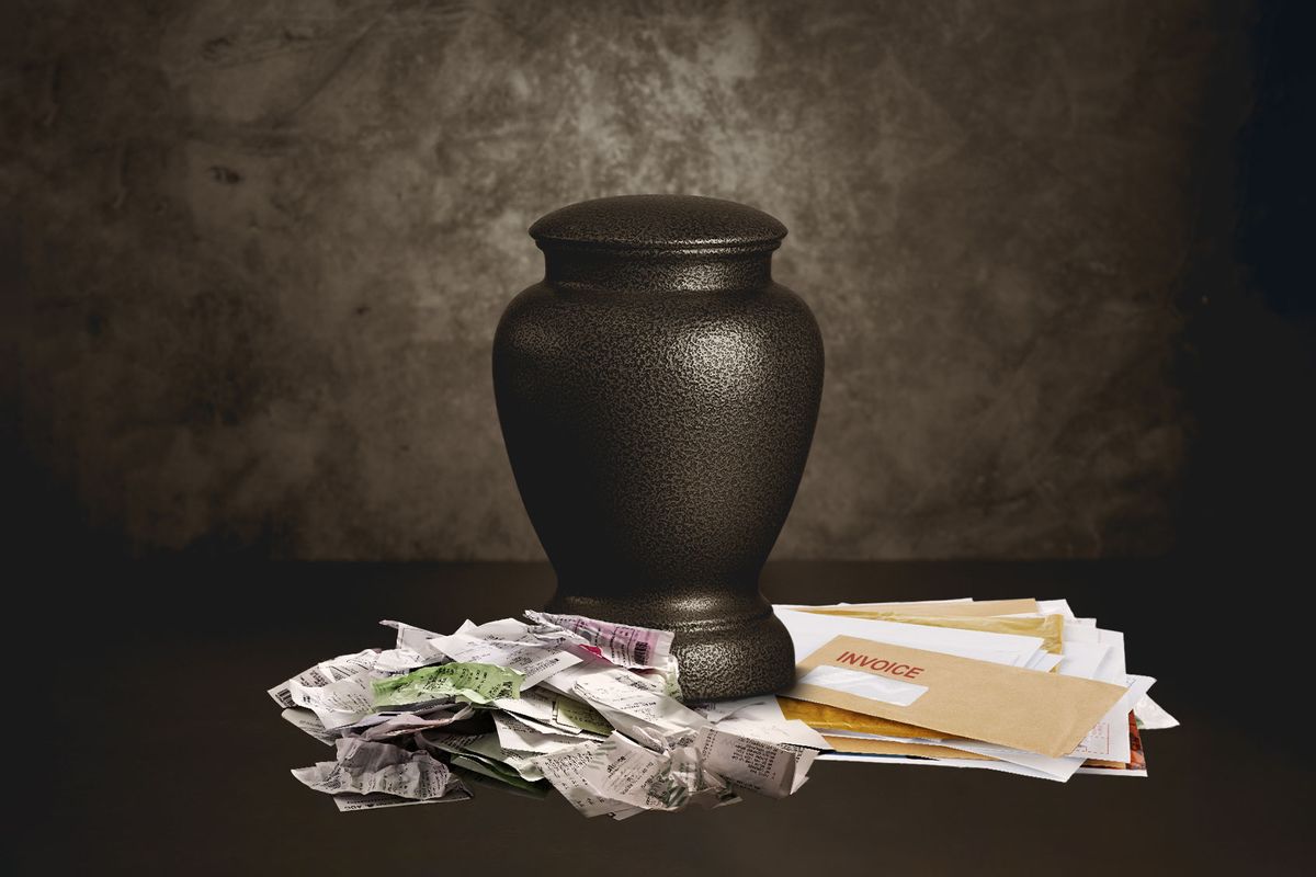 An urn, some receipts and invoice letters (Photo illustration by Salon/Getty Images)