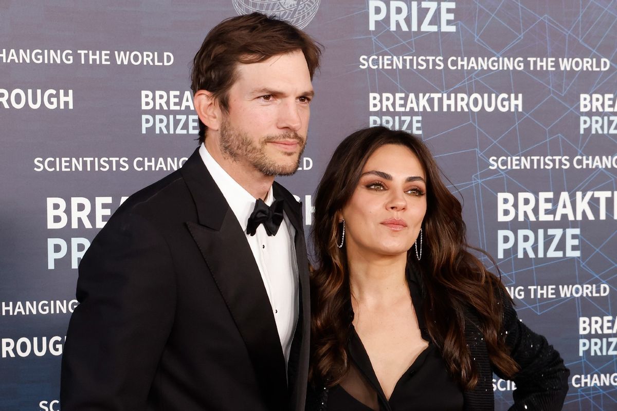 Ashton Kutcher and Mila Kunis attend the 9th annual Breakthrough Prize ceremony at Academy Museum of Motion Pictures on April 15, 2023 in Los Angeles, California. (Taylor Hill/Getty Images)