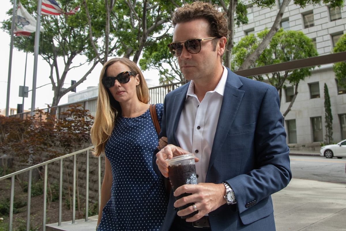 Actor Danny Masterson arrives at Clara Shortridge Foltz Criminal Justice Center in Los Angeles, CA on Wednesday, May 31, 2023 with wife Bijou Phillips for his retrial for allegedly raping three women between 2001 and 2003.  (Myung J. Chun / Los Angeles Times via Getty Images)