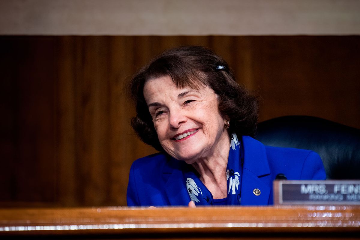 Sen. Dianne Feinstein, D-CA is seen during the Senate Judiciary Committee hearing titled "Examining Best Practices for Incarceration and Detention During COVID-19," in the Dirksen Building in Washington, DC on June 2, 2020. (TOM WILLIAMS/POOL/AFP via Getty Images)