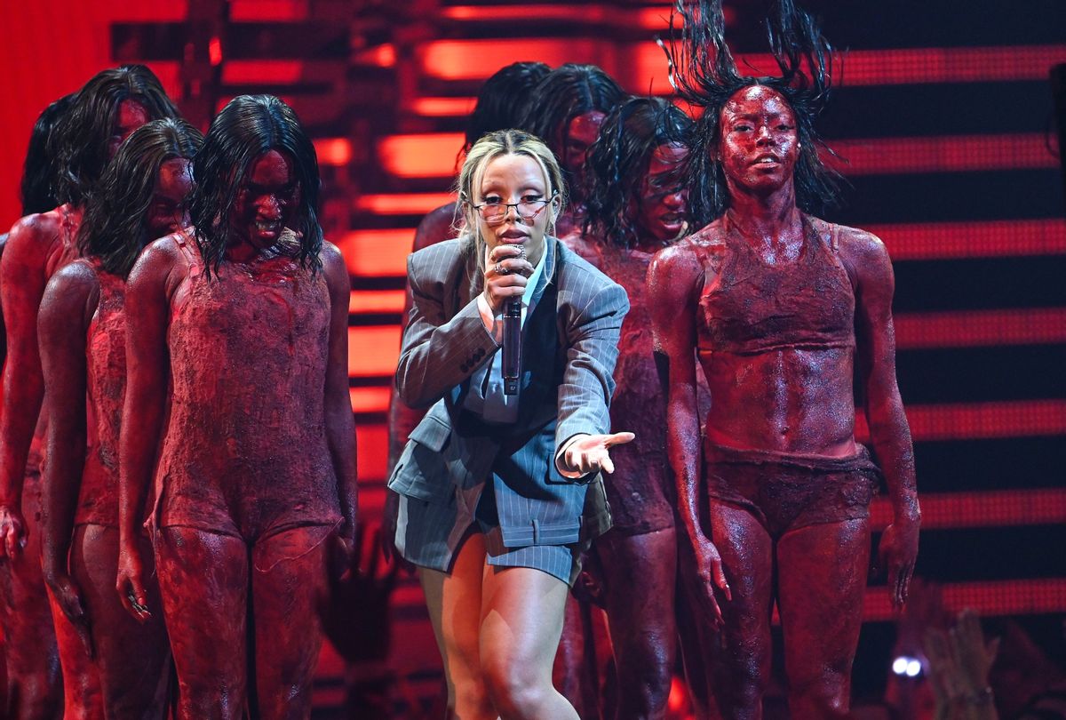 Doja Cat performs onstage at the 2023 MTV Video Music Awards on Sept. 12, 2023 ( Gilbert Flores/Variety via Getty Images)