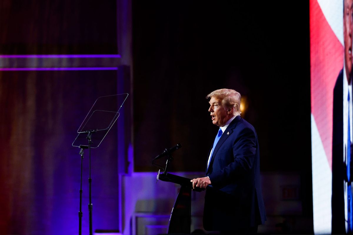 Republican presidential candidate and former President Donald Trump speaks at the Pray Vote Stand Summit at the Omni Shoreham Hotel on September 15, 2023 in Washington, DC. (Anna Moneymaker/Getty Images)