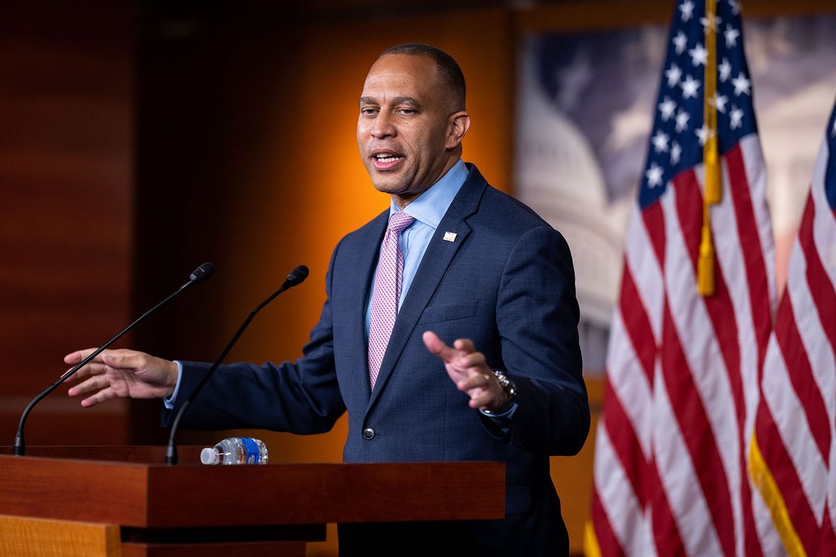 House Minority Leader Hakeem Jeffries, D-N.Y., holds his weekly news conference in the Capitol on Thursday, July 27, 2023. (Bill Clark/CQ-Roll Call, Inc via Getty Images)