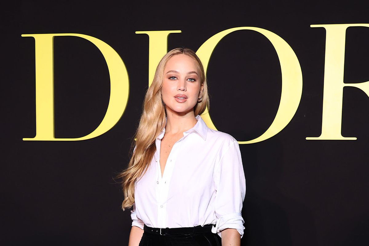Jennifer Lawrence attends the Christian Dior Womenswear Spring/Summer 2024 show as part of Paris Fashion Week on September 26, 2023 in Paris, France. (Marc Piasecki/WireImage/Getty Images)