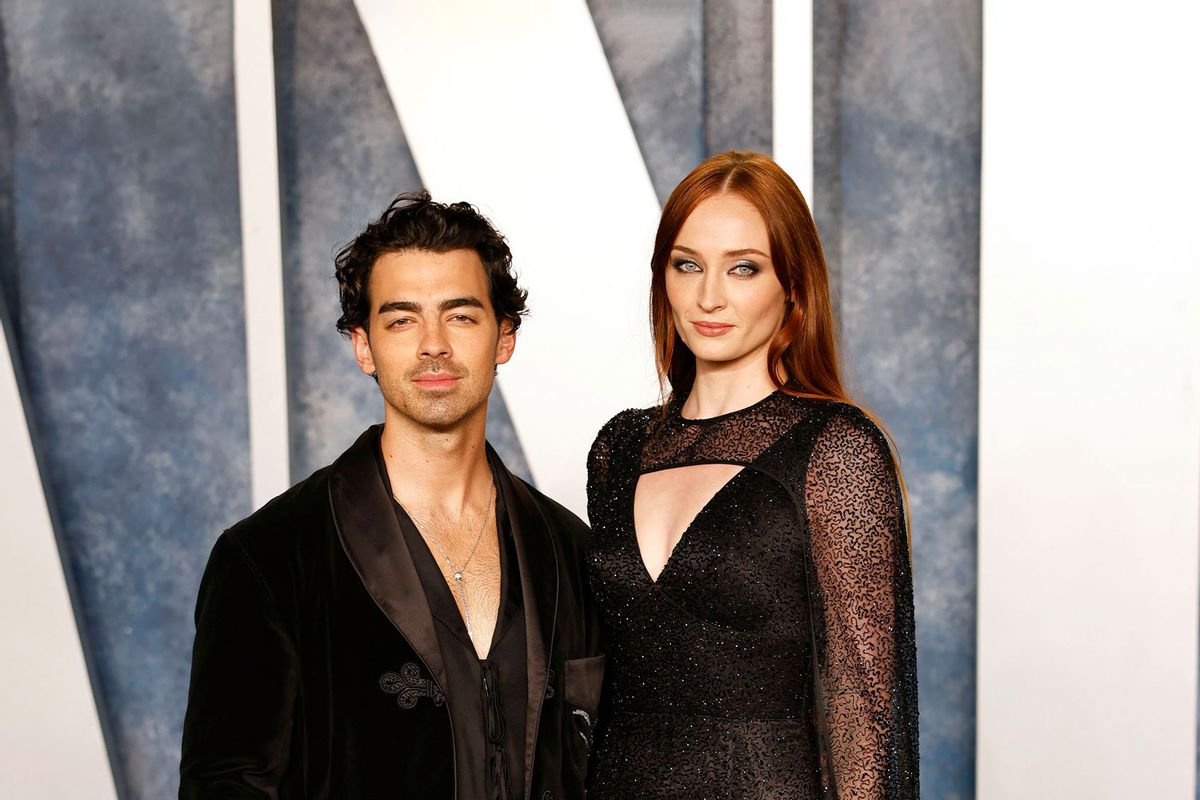 Joe Jonas and Sophie Turner attend 2023 Vanity Fair Oscar Party hosted by Radhika Jones at Wallis Annenberg Center for the Performing Arts on March 12, 2023 in Beverly Hills, California. (Robert Smith/Patrick McMullan via Getty Images)