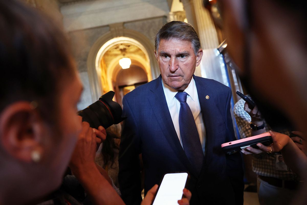 U.S. Sen. Joe Manchin (D-WV) talks to reporters at the U.S. Capitol on September 06, 2023 in Washington, DC. (Kevin Dietsch/Getty Images)
