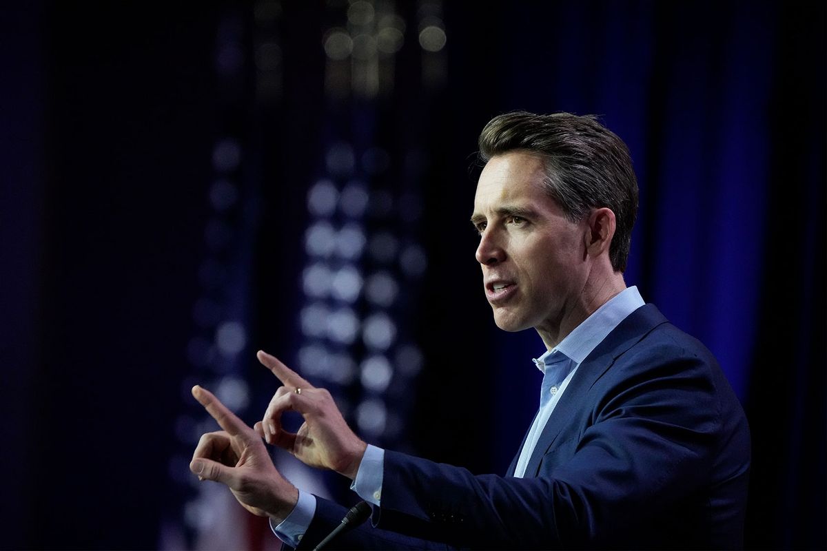 Sen. Josh Hawley (R-MO) delivers remarks at the Faith and Freedom Road to Majority conference at the Washington Hilton on June 23, 2023 in Washington, DC. (Drew Angerer/Getty Images)