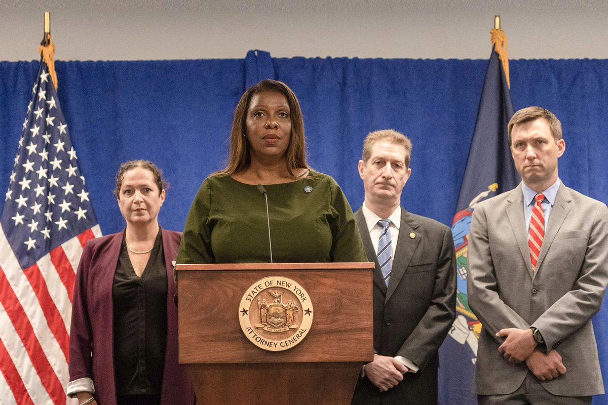 New York Attorney General Letitia James speaks during a press conference regarding former US President Donald Trump and his family's financial fraud case on September 21, 2022 in New York. (YUKI IWAMURA/AFP via Getty Images)