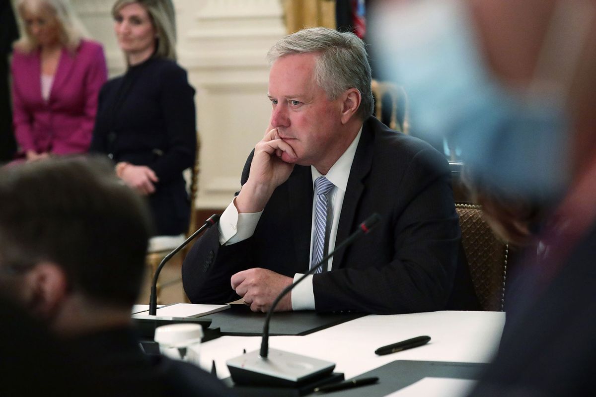 White House Chief of Staff Mark Meadows listens during a cabinet meeting in the East Room of the White House on May 19, 2020 in Washington, DC. (Alex Wong/Getty Images)