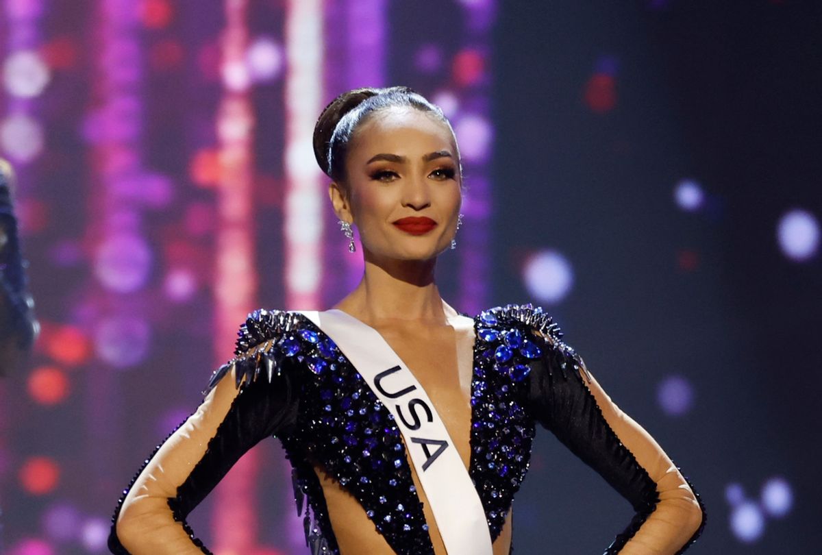 Controversial Miss USA 2022 winner R'bonney Gabriel competes in the 71st Miss Universe pageant in January 2023 in New Orleans (Jason Kempin/Getty Images)