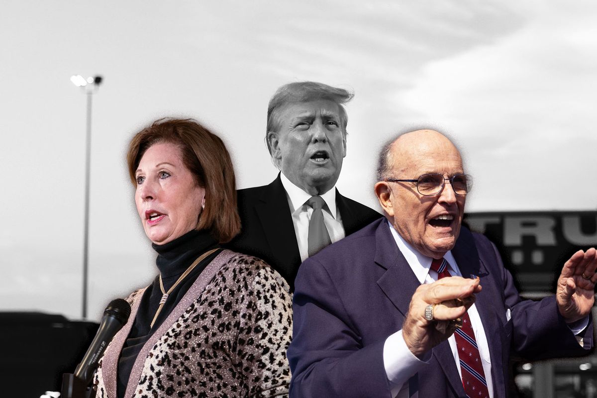 Sidney Powell, Donald Trump and Rudy Giuliani (Photo illustration by Salon/Getty Images)