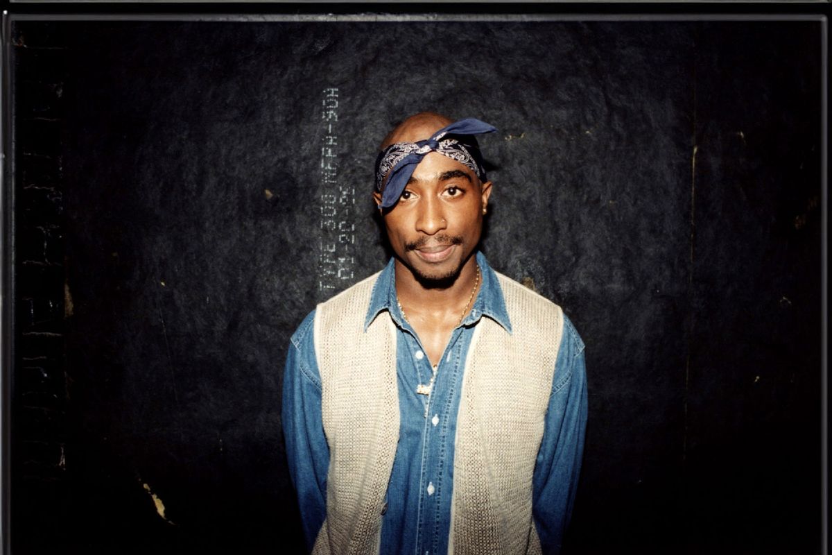 Rapper Tupac Shakur poses for photos backstage after his performance at the Regal Theater in Chicago, Illinois in March 1994. (Raymond Boyd/Getty Images)