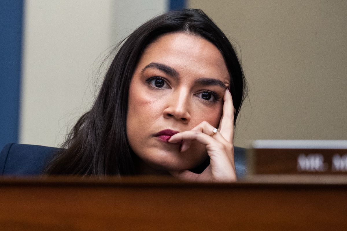 Rep. Alexandria Ocasio-Cortez, D-N.Y., attends the House Oversight and Accountability Committee hearing titled "The Basis for an Impeachment Inquiry of President Joseph R. Biden, Jr.," in Rayburn Building on Thursday, September 28, 2023.  (Tom Williams/CQ-Roll Call, Inc via Getty Images)