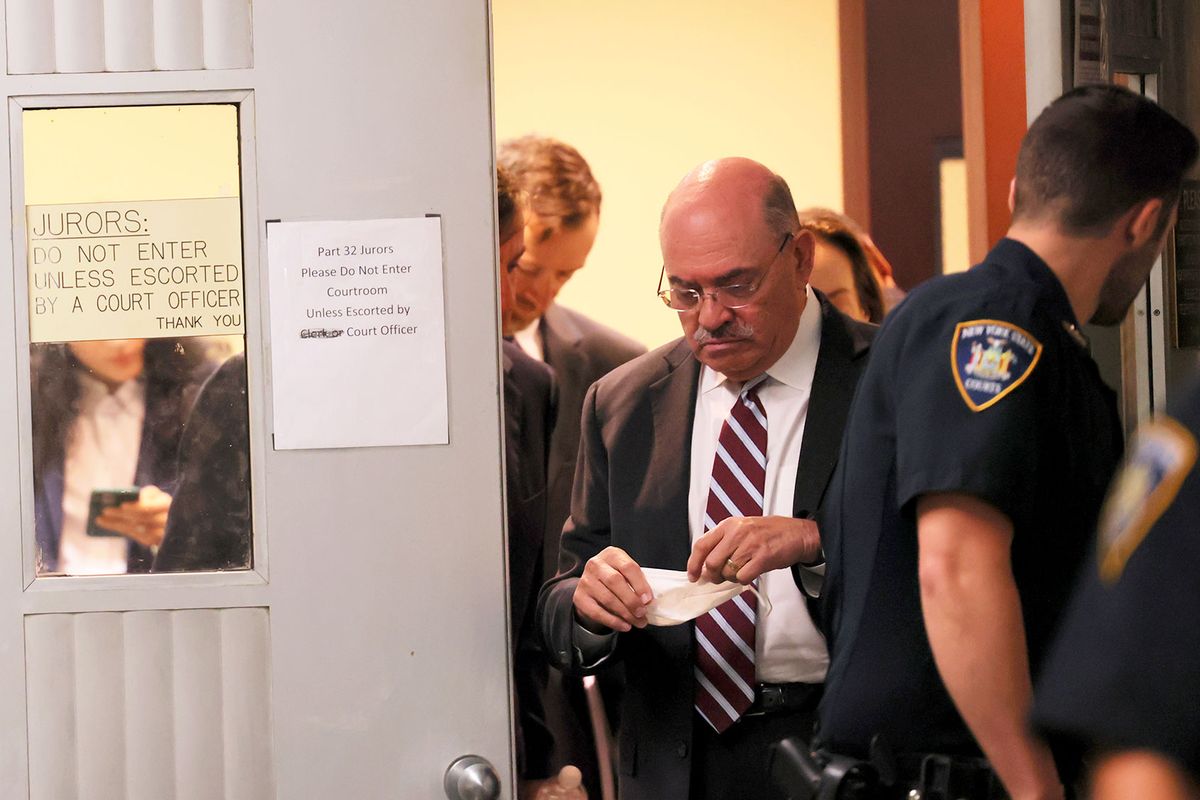 Former Trump Organization chief financial officer Allen Weisselberg leaves after the conclusion of a hearing on his criminal case at Manhattan Criminal Court on August 12, 2022 in New York City. (Michael M. Santiago/Getty Images)