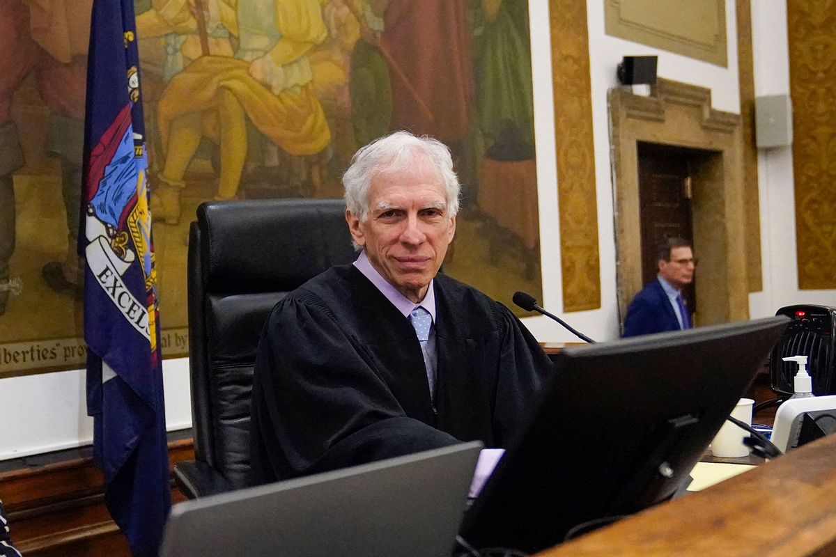Judge Arthur Engoron is seen in the courtroom before the start of the third day of the civil fraud trial of former US President Donald Trump, in New York on October 4, 2023. (MARY ALTAFFER/POOL/AFP via Getty Images)