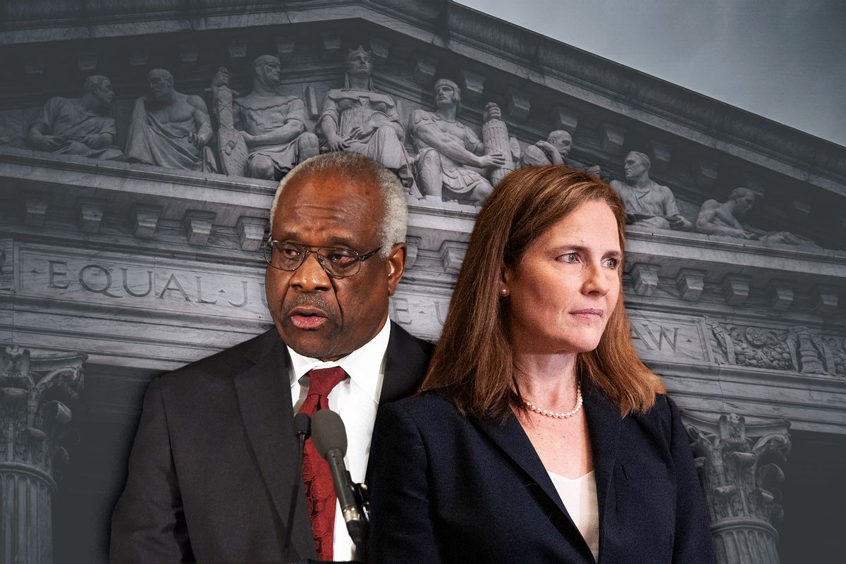 Clarence Thomas and Amy Coney Barrett (Photo illustration by Salon/Getty Images)