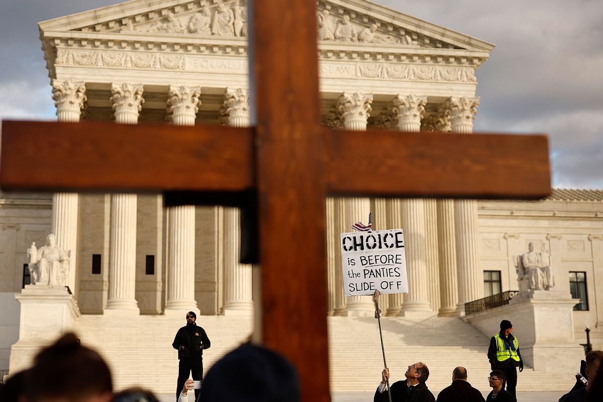 People rally in front of the U.S. Supreme Court during the 50th annual March for Life rally on January 20, 2023 in Washington, DC. (Chip Somodevilla/Getty Images)