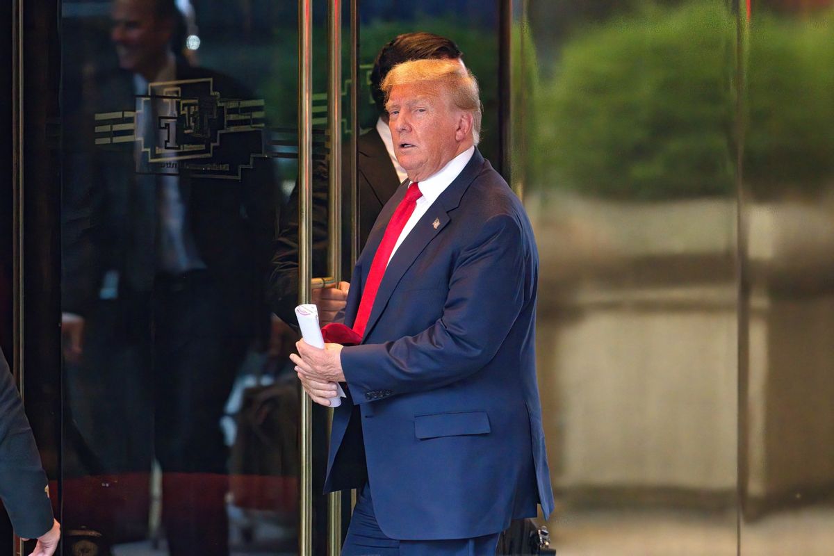 Former U.S. President Donald Trump arrives to Trump Tower after attending the second day of his civil fraud trial on October 03, 2023 in New York City. (James Devaney/GC Images)
