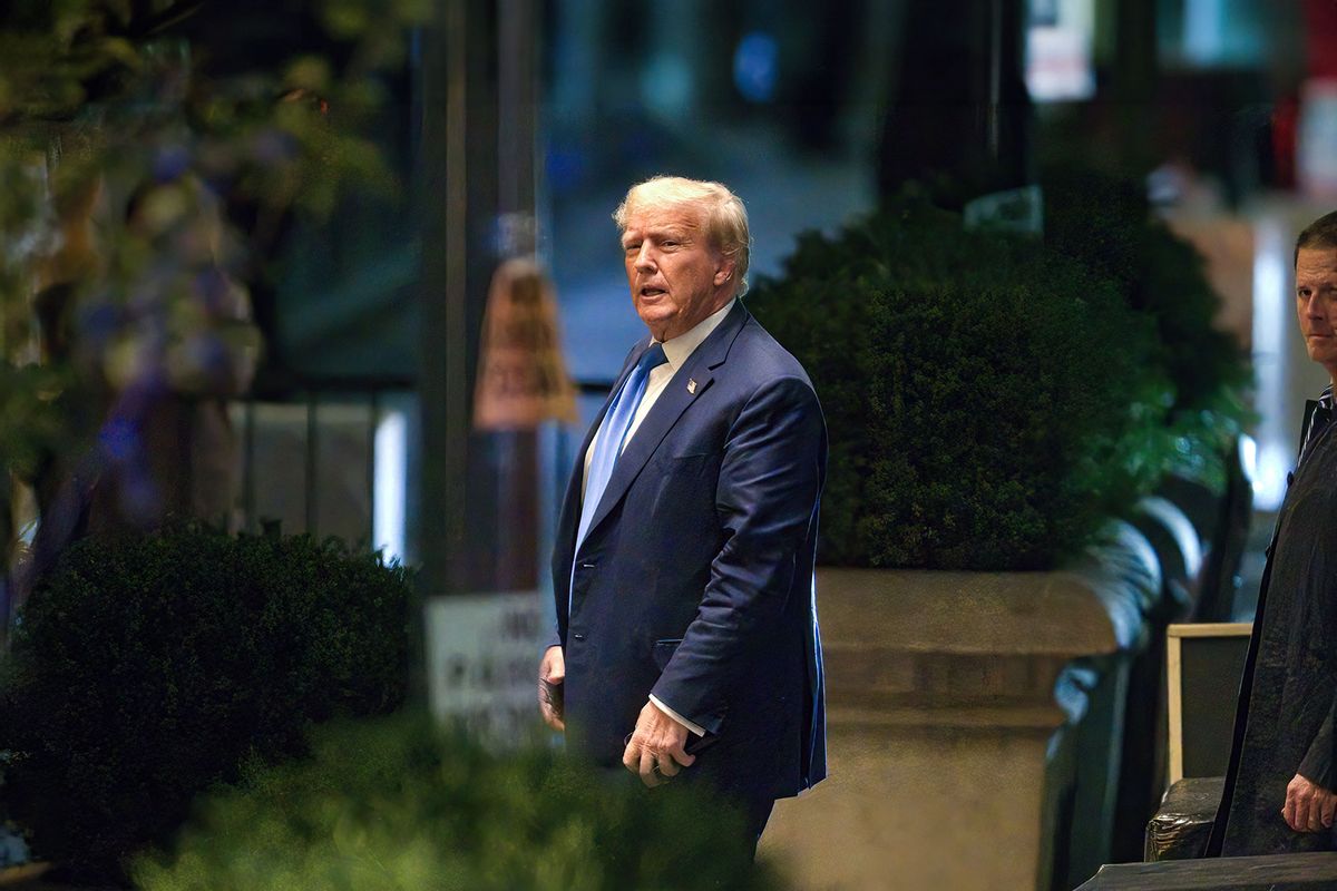 Former U.S. President Donald Trump arrives to Trump Tower on October 23, 2023 in New York City. (James Devaney/GC Images/Getty Images)