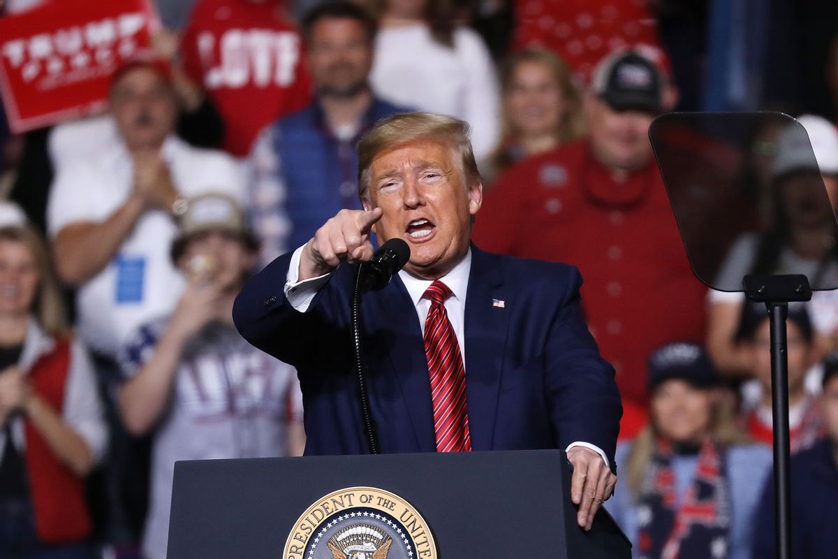 President Donald Trump appears at a rally on the eve of the South Carolina primary on February 28, 2020 in North Charleston, South Carolina. (Spencer Platt/Getty Images)