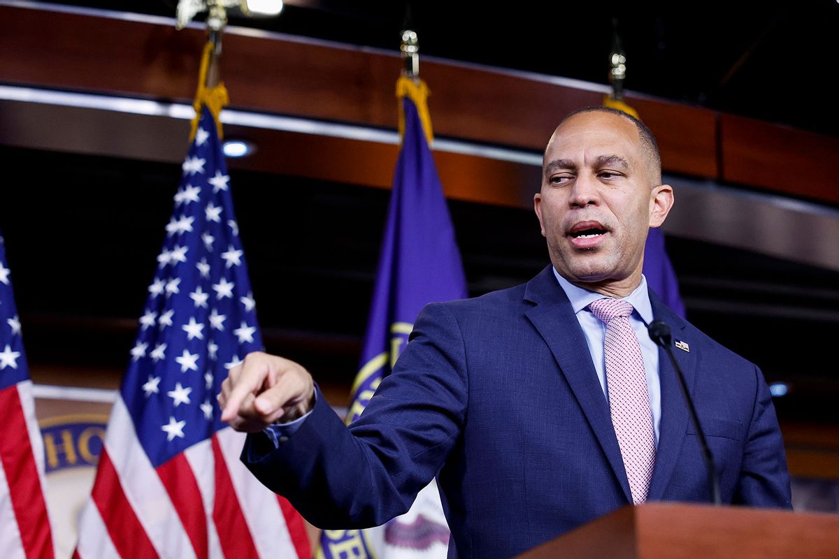 House Minority Leader Hakeem Jeffries (D-NY) speaks during his weekly news conference at the U.S. Capitol Building on July 14, 2023 in Washington, DC. (Anna Moneymaker/Getty Images)