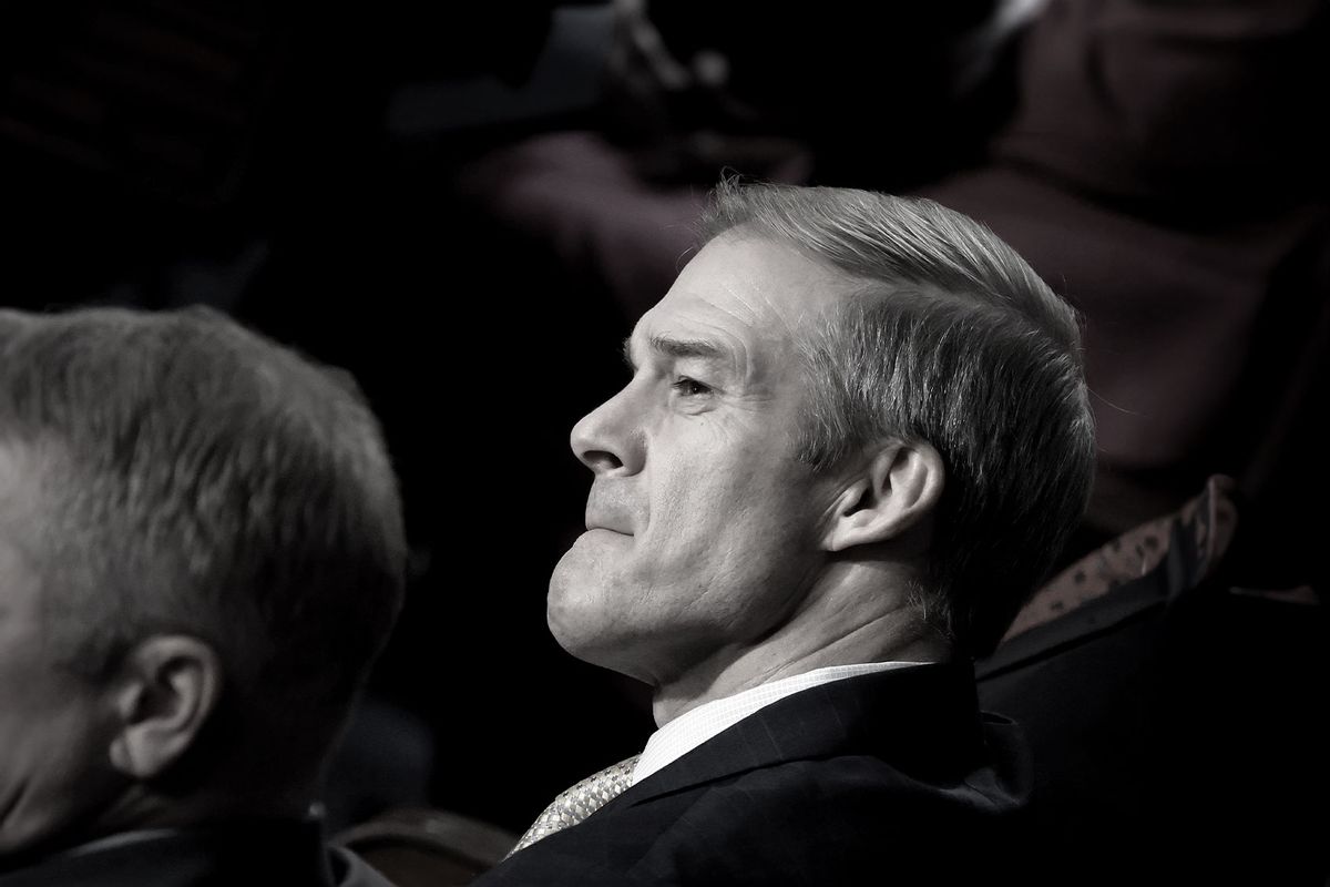 U.S. Rep. Jim Jordan (R-OH) listens to nomination speeches for Speaker of the House as the House of Representatives prepares to vote on a new Speaker at the U.S. Capitol Building on October 17, 2023 in Washington, DC. (Chip Somodevilla/Getty Images)
