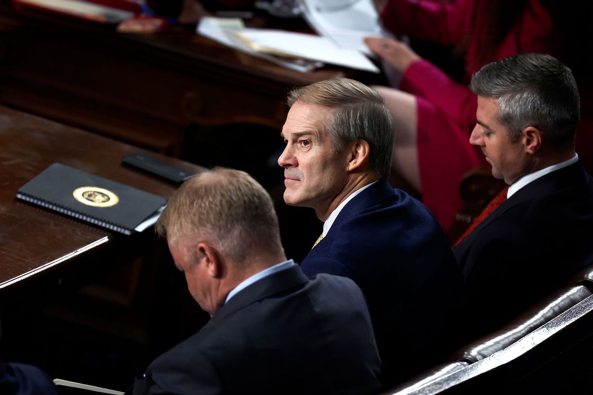 U.S. Rep. Jim Jordan (R-OH) listens as the lawmakers cast their votes as the House of Representatives holds an election for a new Speaker of the House at the U.S. Capitol Building on October 17, 2023 in Washington, DC. (Chip Somodevilla/Getty Images)
