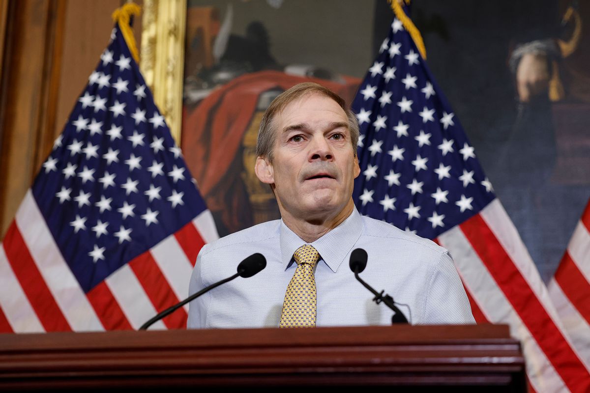 U.S. Rep. Jim Jordan (R-OH), the Republican Speaker designee, speaks during a press conference at the U.S. Capitol on October 20, 2023 in Washington, DC. (Anna Moneymaker/Getty Images)