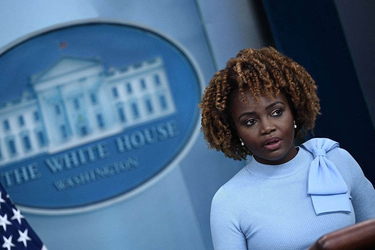 White House Press Secretary Karine Jean-Pierre speaks during the daily briefing in the Brady Press Briefing Room of the White House in Washington, DC, on October 11, 2023. (BRENDAN SMIALOWSKI/AFP via Getty Images)