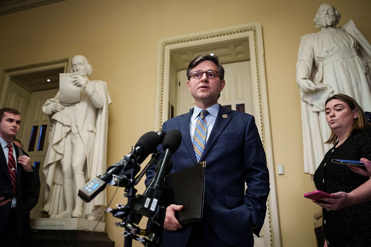 U.S. Speaker of the House Mike Johnson (R-LA) at the U.S. Capitol October 26, 2023 in Washington, DC. (Drew Angerer/Getty Images)