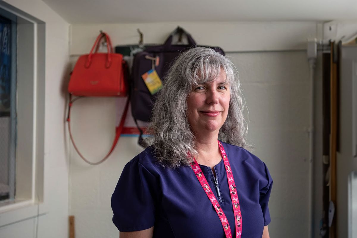 Jodi Bobbitt is the only school nurse at William Ramsay Elementary in Alexandria, Virginia. In a previous school nursing job, she split her time between two school buildings — some years three. Now she has only one campus to care for. (Photo courtesy of Eric Harkleroad/KFF Health News)