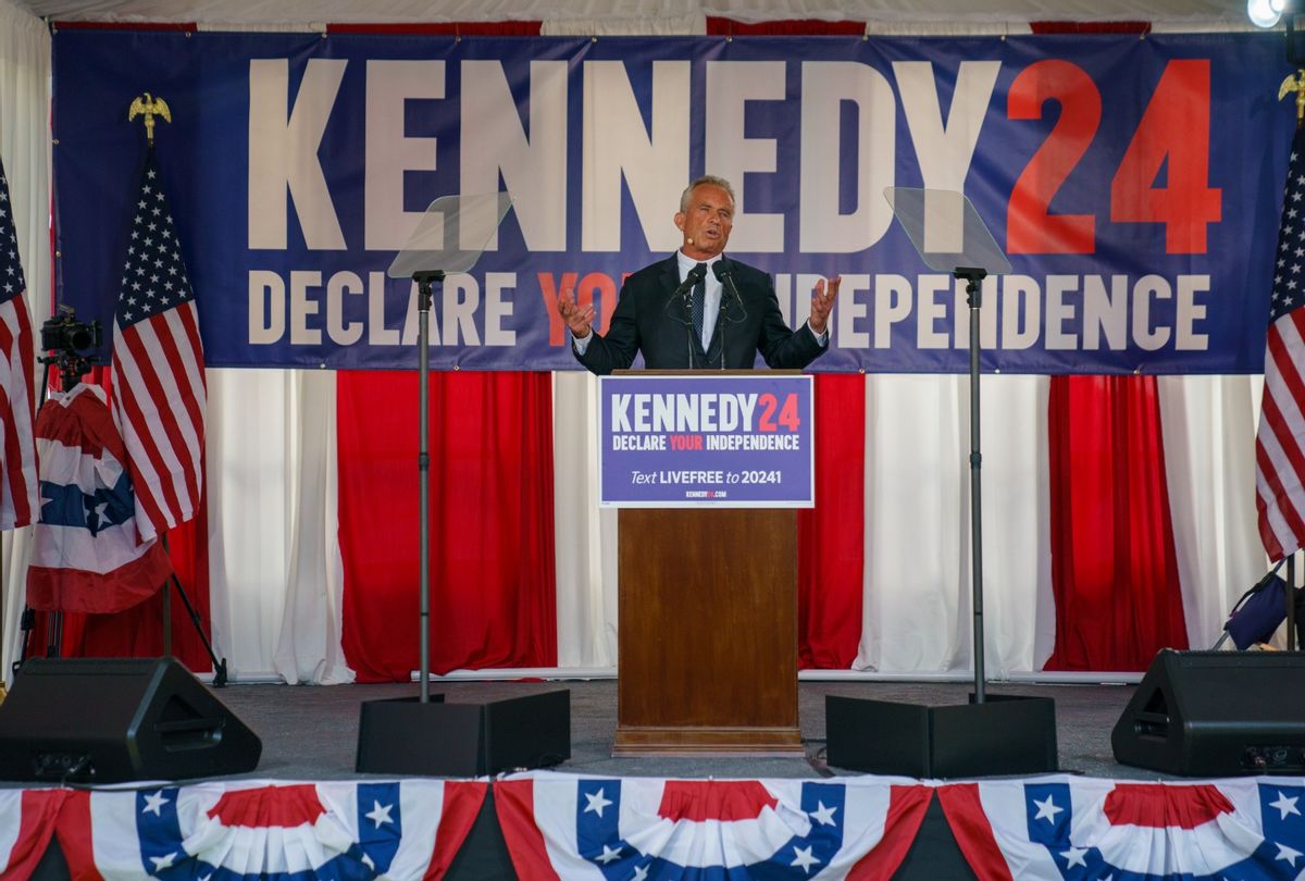 Presidential Candidate Robert F. Kennedy Jr. makes a campaign announcement at a press conference on October 9, 2023 in Philadelphia, Pennsylvania. Kennedy announced he will end his Democratic primary bid and will run for president as an independent. (Jessica Kourkounis/Getty Images)