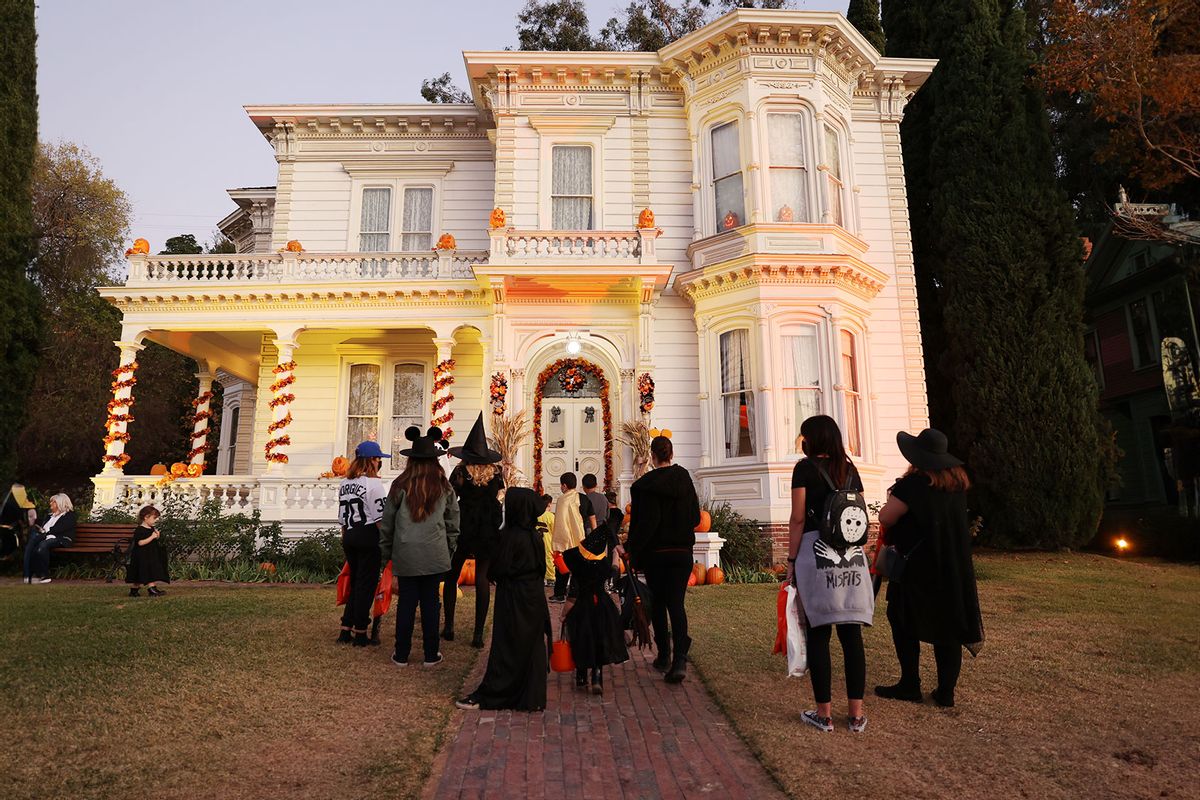 Guests attend the media day for Southern California's new immersive trick-or-treating experience "Cemetery Lane" on October 28, 2021 in Los Angeles, California. (Amy Sussman/Getty Images)