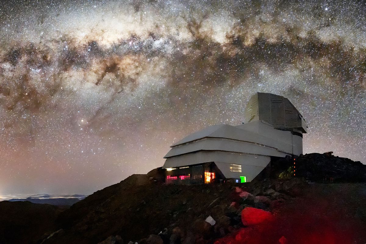 This image captures not only Vera C. Rubin Observatory, a Program of NSF’s NOIRLab, but one of the celestial specimens Rubin Observatory will observe when it comes online: the Milky Way. (Rubin Observatory/NSF/AURA/B. Quint)