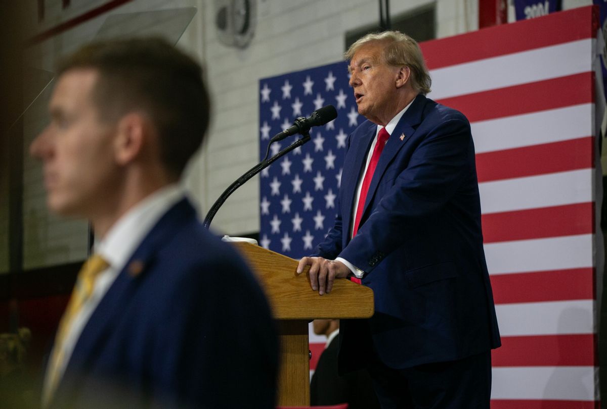 Former President Donald Trump speaks to a crowd of supporters at the Fort Dodge Senior High School on November 18, 2023 in Fort Dodge, Iowa. (Jim Vondruska/Getty Images)