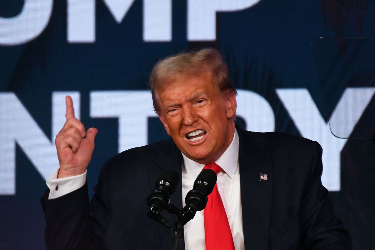 Republican presidential candidate former President Donald Trump speaks at the Florida Freedom Summit at the Gaylord Palms Resort on November 4, 2023 in Kissimmee, Florida. (Paul Hennessy/Anadolu via Getty Images)