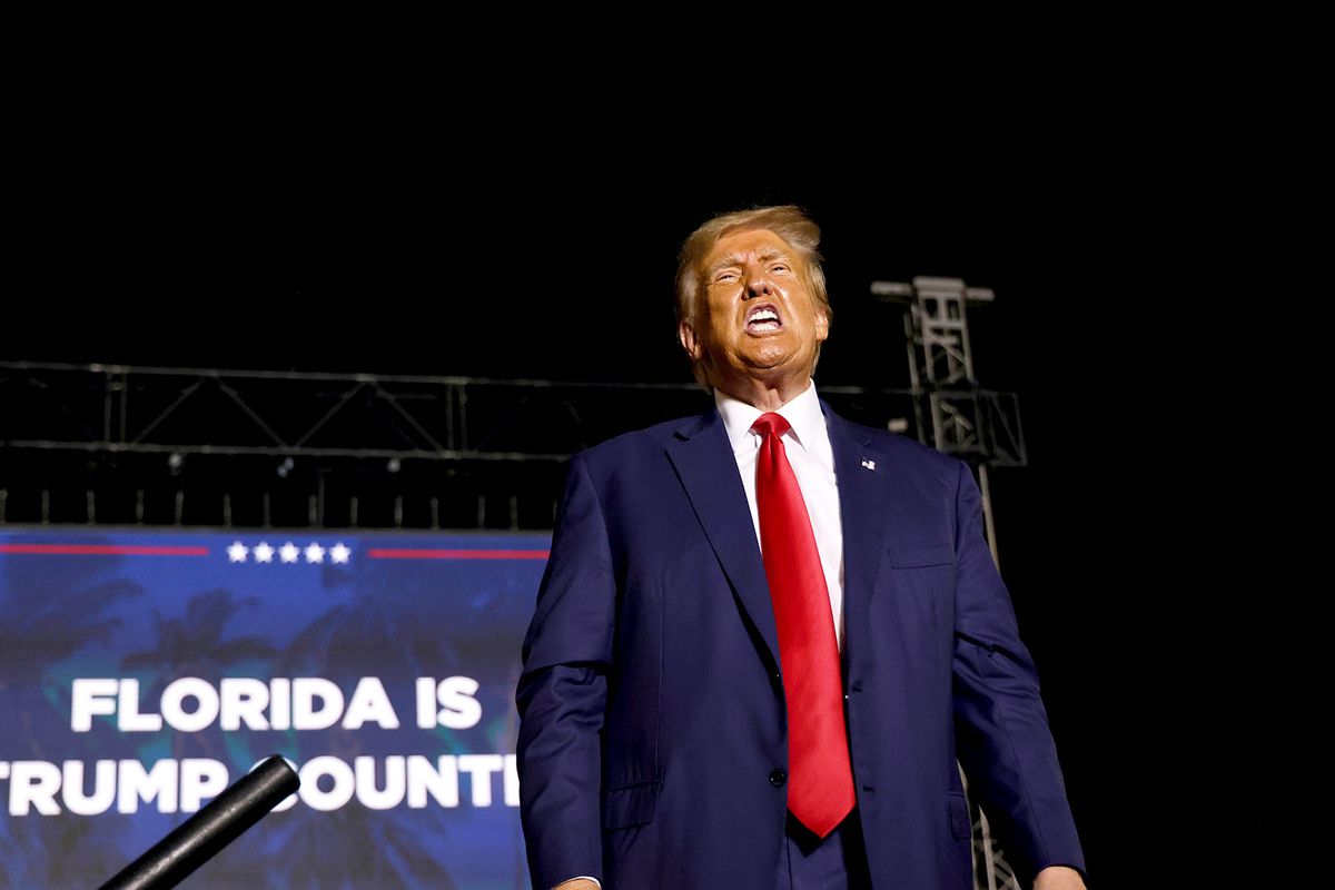 Former U.S. President Donald Trump holds a rally at The Ted Hendricks Stadium at Henry Milander Park on November 8, 2023 in Hialeah, Florida. (Alon Skuy/Getty Images)