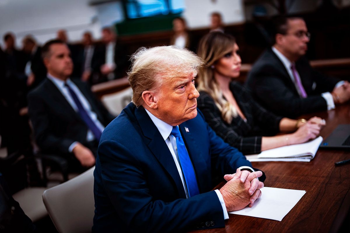 Former U.S. President Donald Trump sits in the courtroom during his civil fraud trial at New York State Supreme Court on November 06, 2023 in New York City. (Jabin Botsford-Pool/Getty Images)