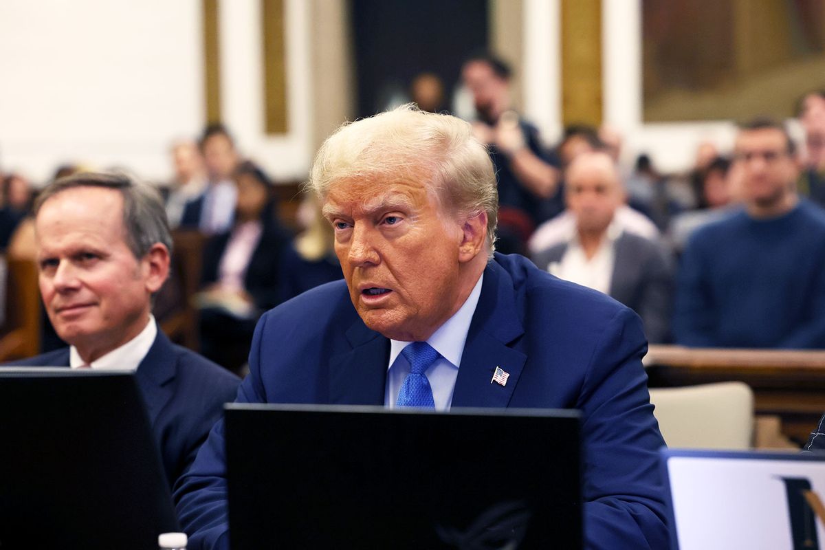 Former President Donald Trump sits in the courtroom during his civil fraud trial at New York State Supreme Court on November 06, 2023 in New York City. (Brendan McDermid-Pool/Getty Images)