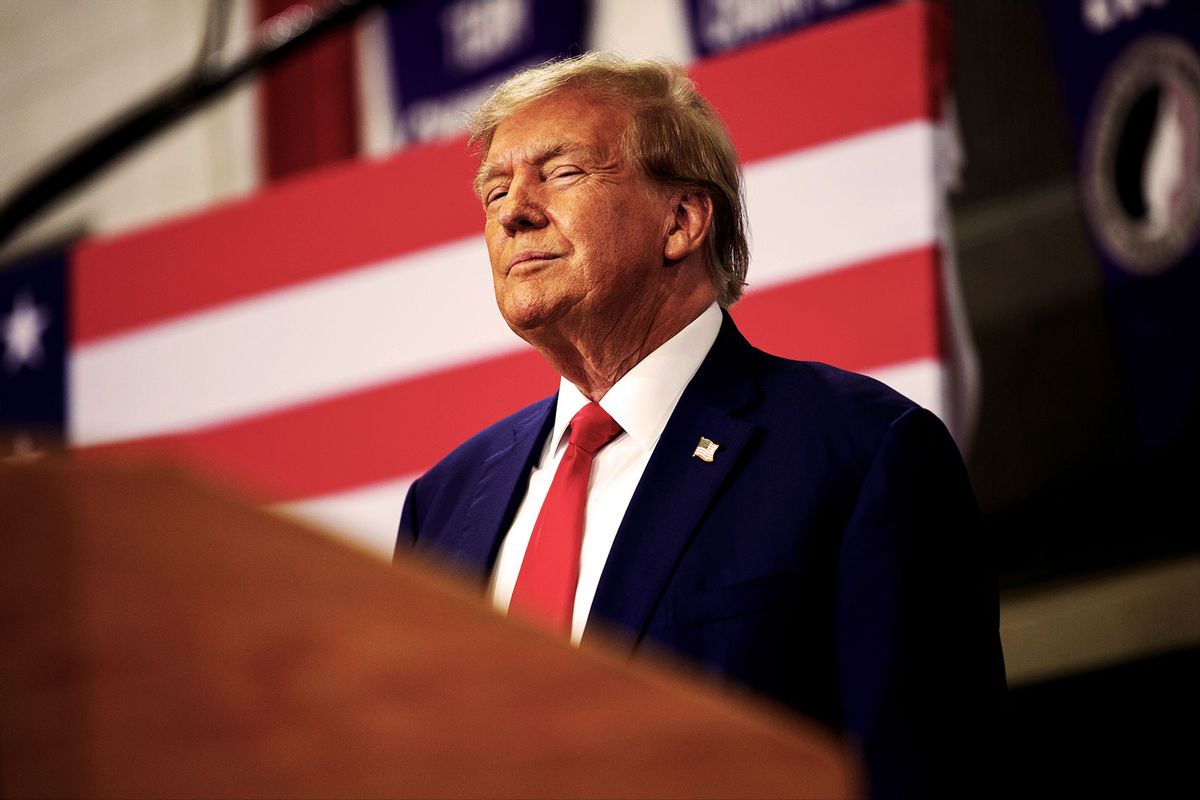 Former President Donald Trump speaks to a crowd of supporters at the Fort Dodge Senior High School on November 18, 2023 in Fort Dodge, Iowa. (Jim Vondruska/Getty Images)