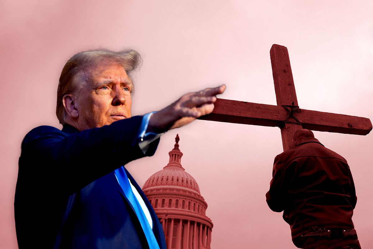 Donald Trump | Supporter of U.S. President Donald Trump praying outside the U.S. Capitol on January 06, 2021 in Washington, DC. (Photo illustration by Salon/Getty Images)