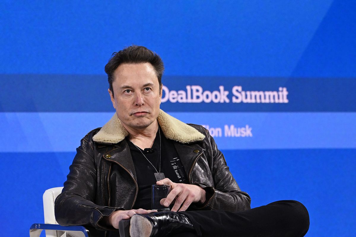 Elon Musk speaks onstage during The New York Times Dealbook Summit 2023 at Jazz at Lincoln Center on November 29, 2023 in New York City. (Slaven Vlasic/Getty Images for The New York Times)