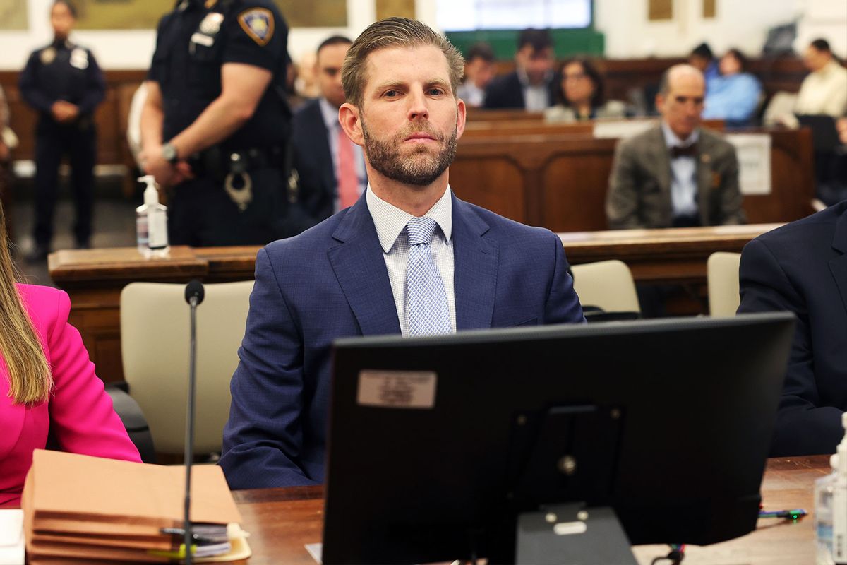 Eric Trump, executive vice president of Trump Organization Inc., center, during his civil fraud trial at New York State Supreme Court on November 03, 2023 in New York City. (Spencer Platt/Getty Images)