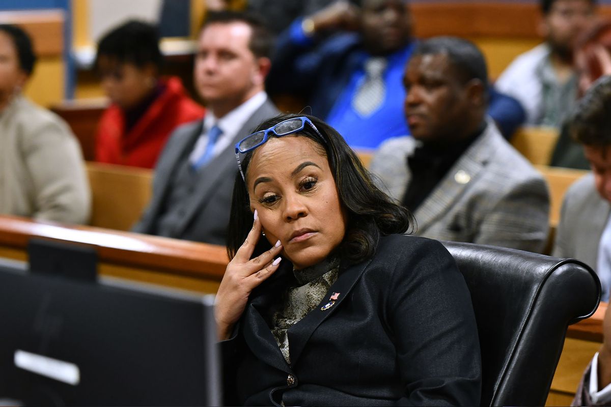 Fulton County District Attorney Fani Willis appears before Judge Scott McAfee for a hearing in the 2020 Georgia election interference case at the Fulton County Courthouse on November 21, 2023 in Atlanta, Georgia. (Dennis Byron-Pool/Getty Images)