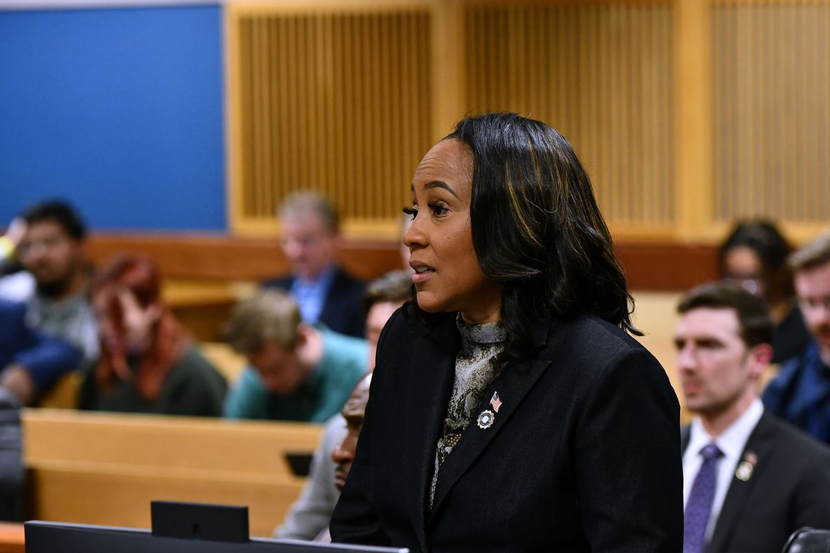 Fulton County District Attorney Fani Willis appears before Judge Scott McAfee for a hearing in the 2020 Georgia election interference case at the Fulton County Courthouse on November 21, 2023 in Atlanta, Georgia. (Dennis Byron-Pool/Getty Images)