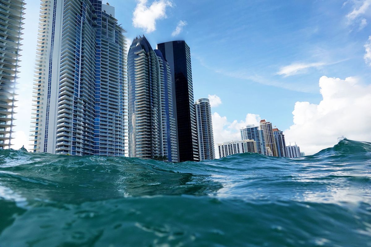 Waves lap ashore near condo buildings on the day the United Nations released a report with a dire warning for humanity on August 09, 2021 in Sunny Isles, Florida. (Joe Raedle/Getty Images)
