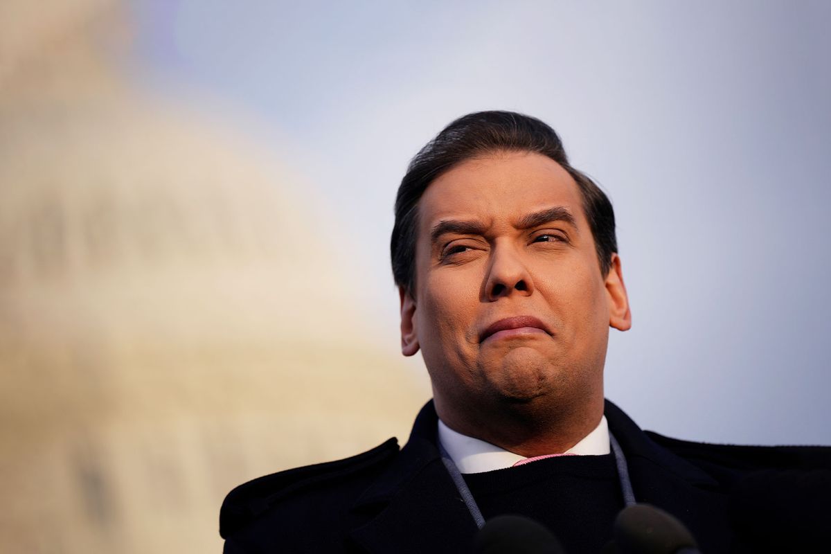 Rep. George Santos (R-NY) talks to reporters outside the U.S. Capitol on November 30, 2023 in Washington, DC. (Drew Angerer/Getty Images)