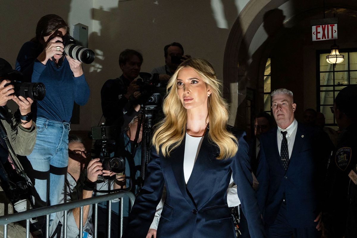 Ivanka Trump, daughter of former US President Donald Trump, returns after a break in the Trump Organization civil fraud trial, at the New York State Supreme Court in New York City on November 8, 2023. (ADAM GRAY/AFP via Getty Images)