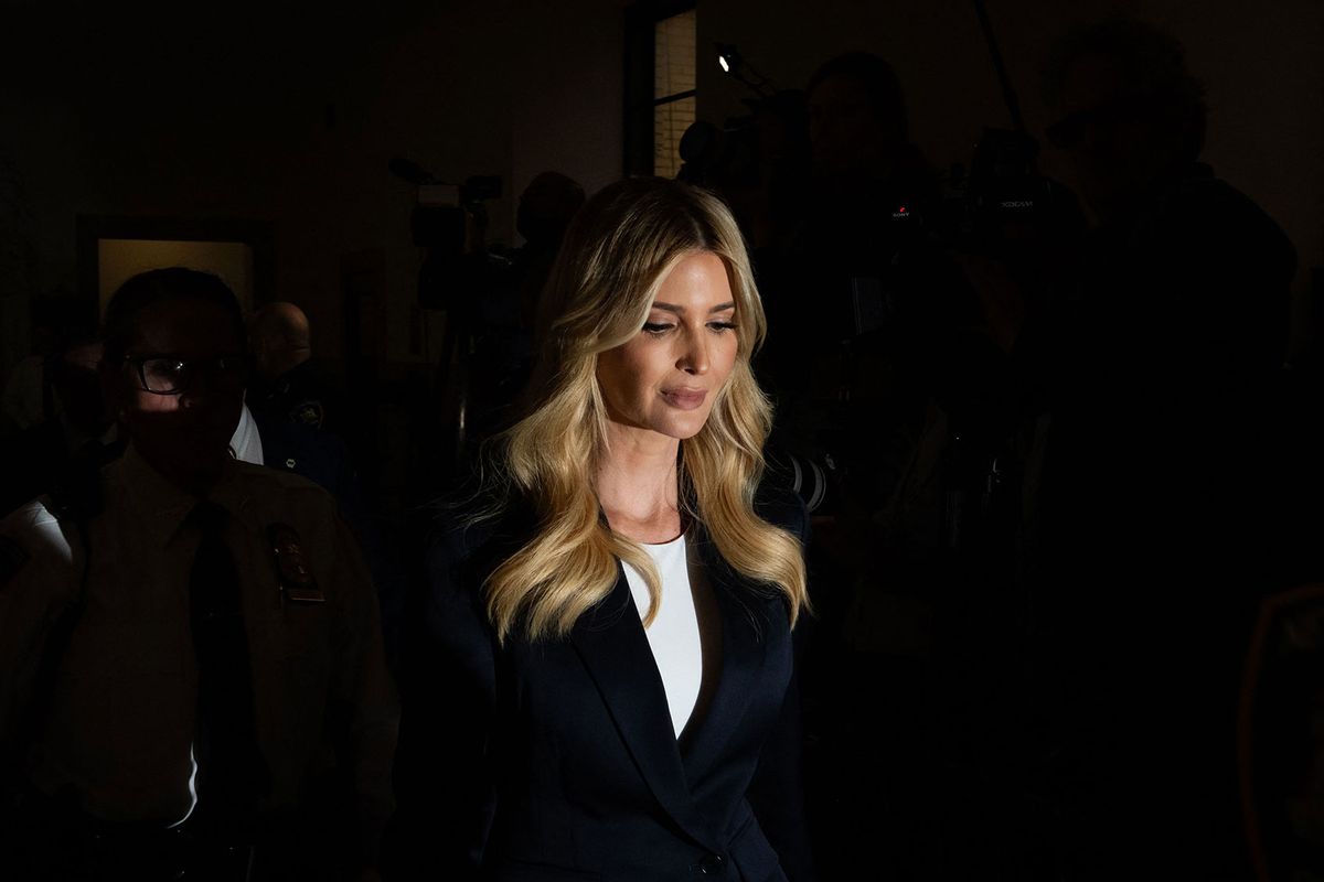 Ivanka Trump, daughter of former US President Donald Trump, leaves during a break in the Trump Organization civil fraud trial, at the New York State Supreme Court in New York City on November 8, 2023. (ADAM GRAY/AFP via Getty Images)